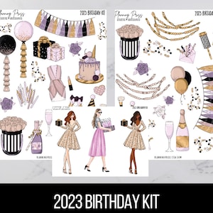 2023 Birthday Kit/Glam girl birthday/ Kiss cut stickers