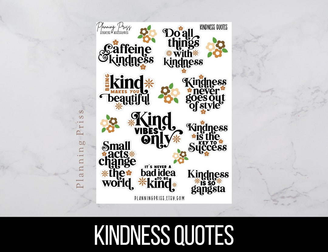 Kindness Deco Quote Sticker Sheets Etsy