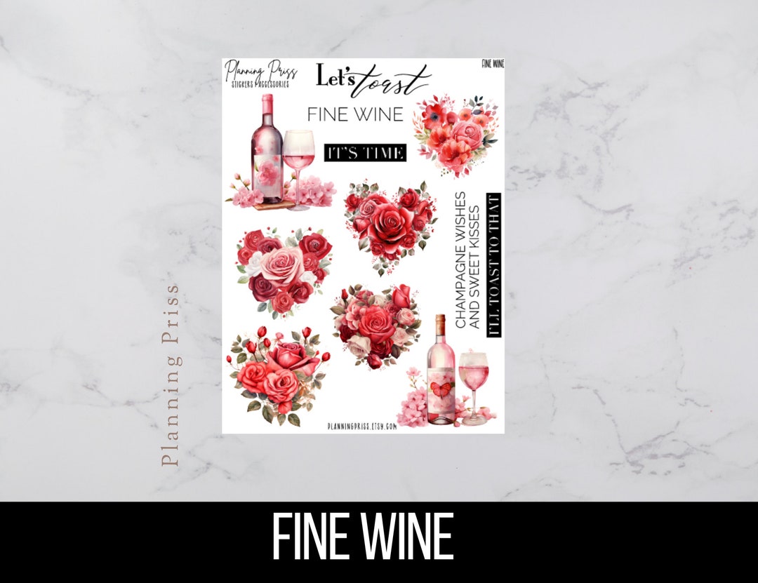 Wine Layout Sticker Fine Wine Deco Sticker Sheet - Etsy