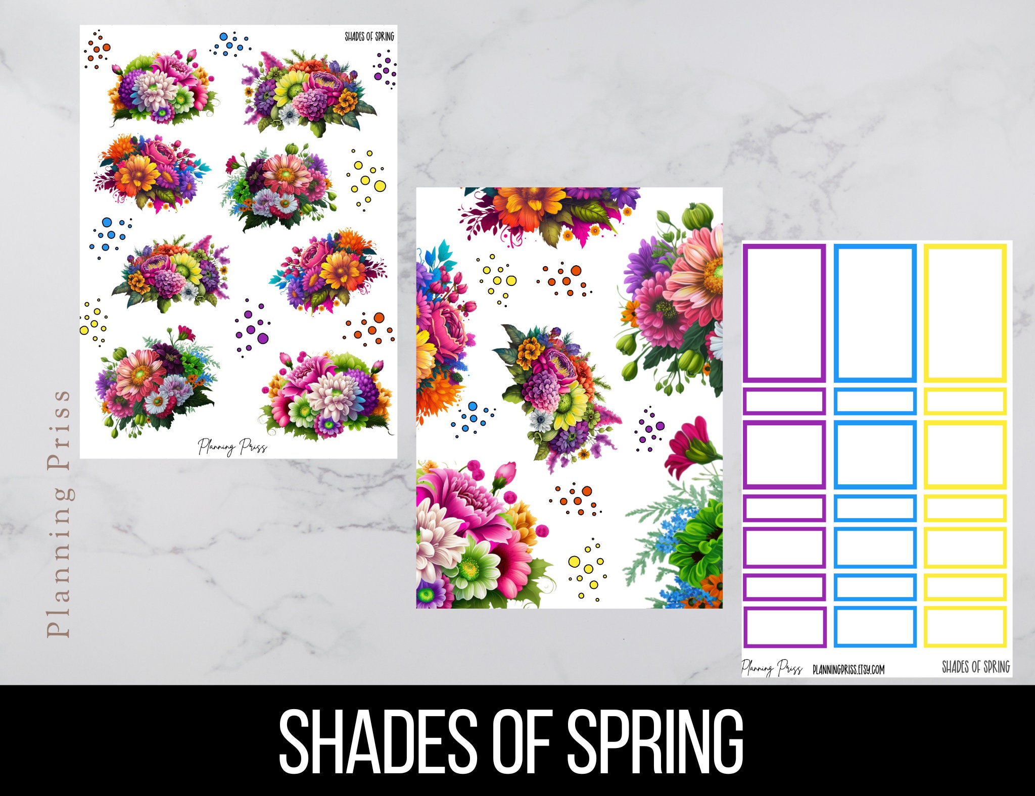 Shades of Spring Floral Deco Sticker Kit/kiss Cut Stickers - Etsy