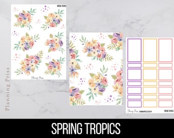 Spring Tropics Floral Deco Sticker Kit/ Spring Floral Deco/Kiss cut stickers