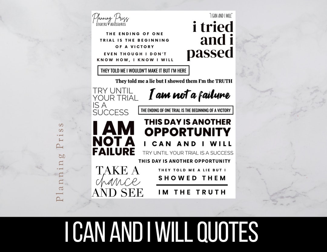 I Can and I Will Quotes Sticker Sheet Etsy
