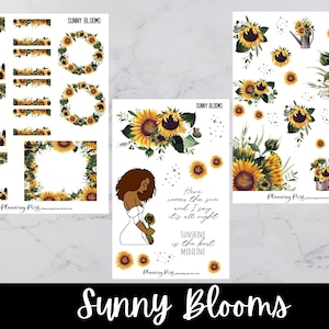 Sunny Blooms Deco Sticker Kit/planner stickers/ kiss cut stickers/ sunflowers