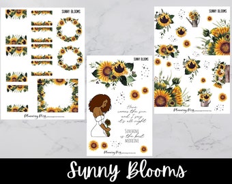 Sunny Blooms Deco Sticker Kit/planner stickers/ kiss cut stickers/ sunflowers