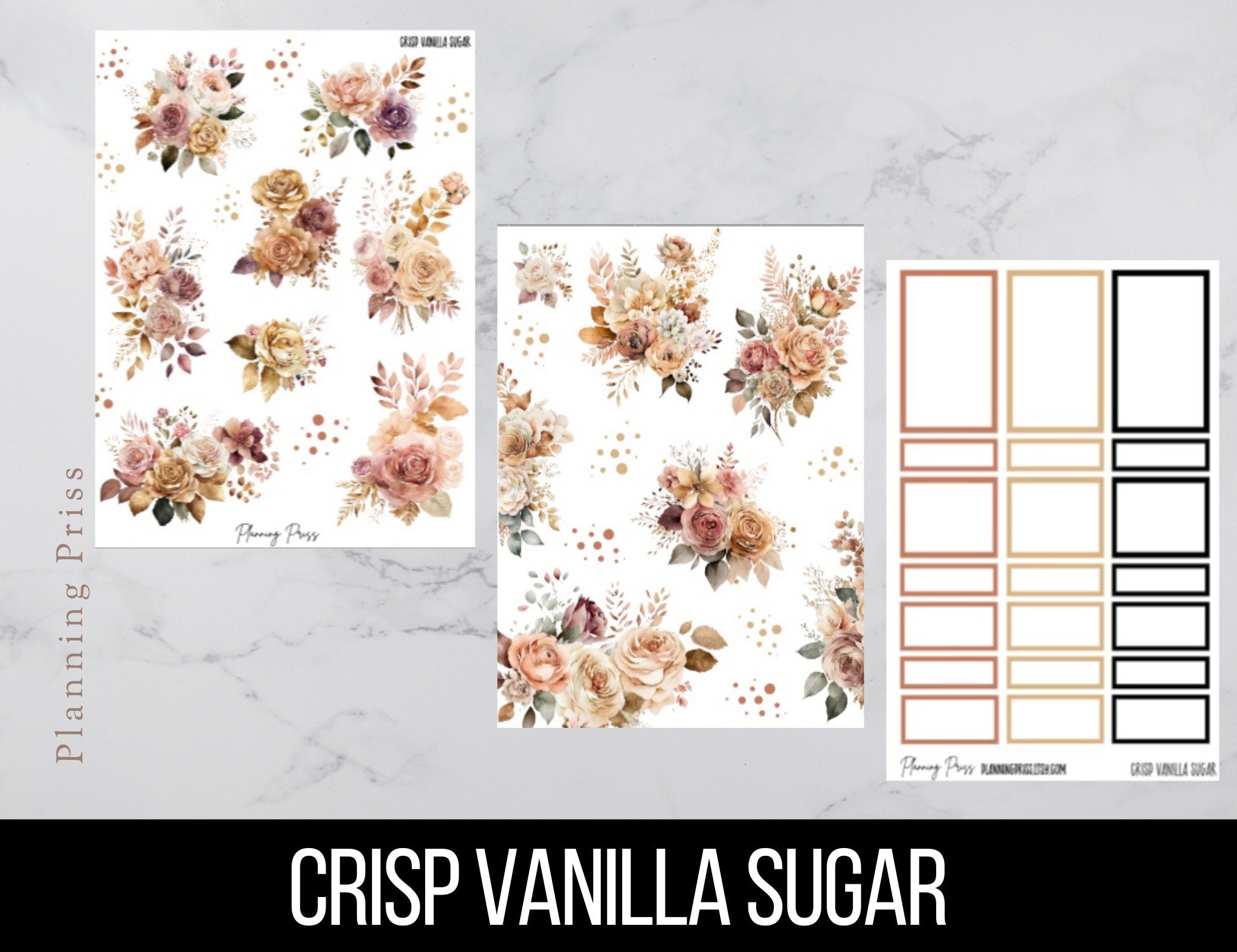 Crisp Vanilla Sugar Floral Deco Sticker Kit/kiss Cut Stickers - Etsy