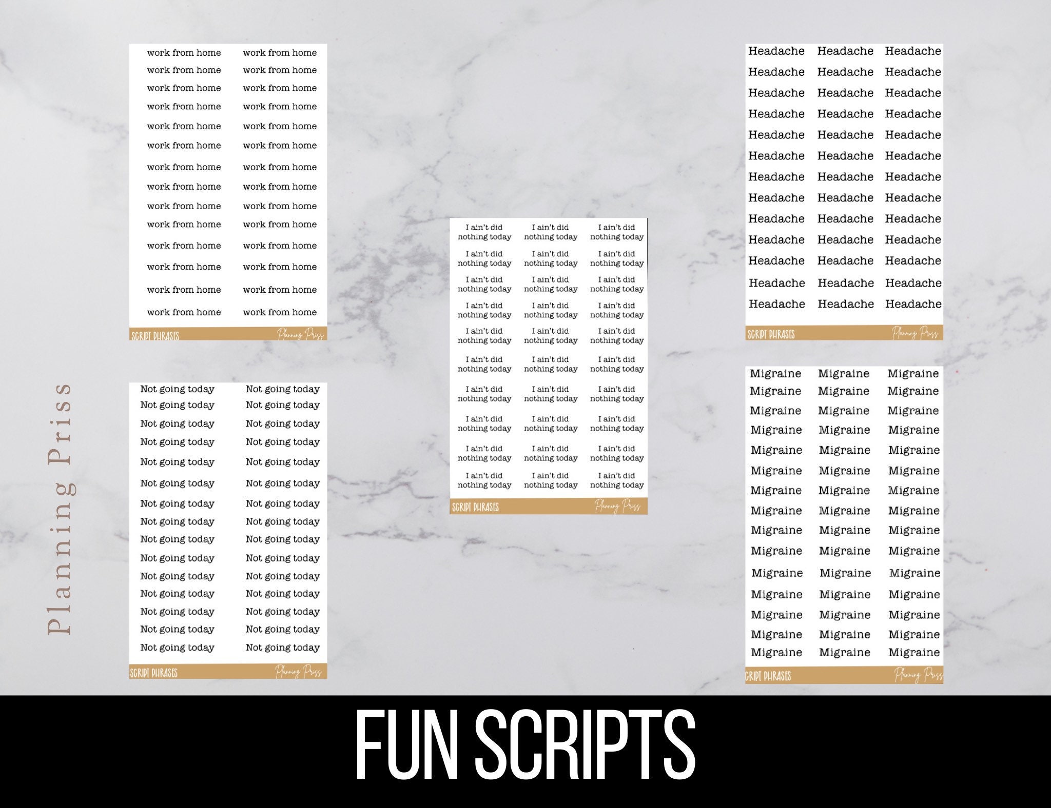 Fun Scripts Sticker Sheets - Etsy