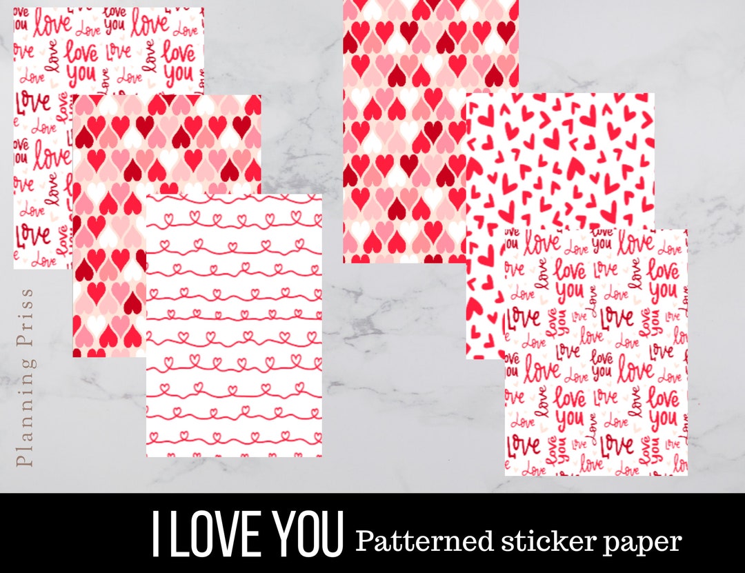 I Love You Patterned Sticker Pack - Etsy