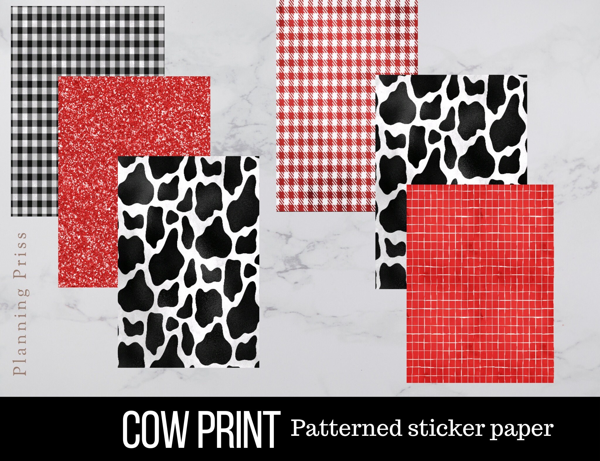 Vector Cow Round Sticker Cow Printthemed Patterned Sticker Pack - Etsy