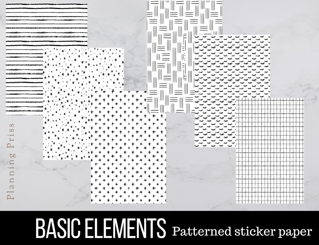 Basic Elements Themed Patterned Sticker Pack - Etsy