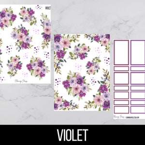 Violet Floral Deco Sticker Kit/ Spring Floral Deco/Kiss cut stickers