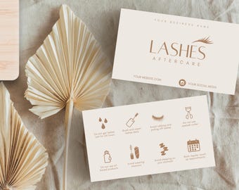 Lash Aftercare Card Template: Editable Eyelash Extension Instructions (Canva, 3.5x2")