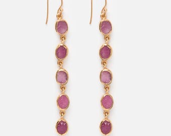 Ruby earrings - Raw Ruby earrings - Rough Ruby earrings - Gemstone earrings - Raw Ruby - Rough Ruby - July Birthstone - Birthstone Earrings