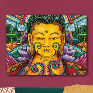 Colorful Buddha Canvas Art: Modern Asian Spirituality, Meditation Decor