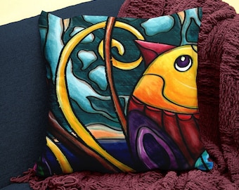 Bird throw pillow cover, kids decorative pillow