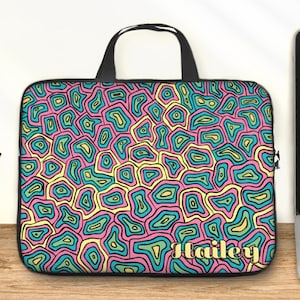 Housse ordinateur motif pastel abstrait, pochette zippée tablette ou étui PC portable, sac personnalisable de 10 à 17 pouces étudiant