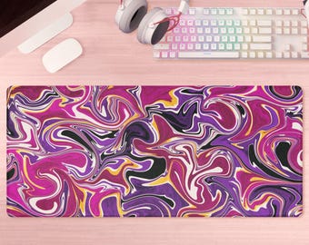 Abstract XL Mouse Pad: Fuchsia Purple Psychedelic Desk Mat