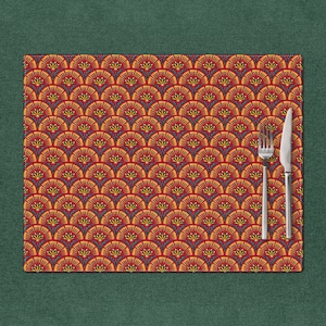 Red rectangle placemat, japanese design cotton place mats for dining table, housewarming gift for modern table decor