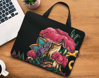 Pilz Laptoptasche mit Griffen, wunderliche Fliegenpilze Laptoptasche oder Tablet Tasche von 10 bis 17 Zoll
