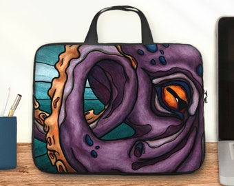 Oktopus-Laptoptasche, Neopren-Hülle für Laptop oder Tablet, gepolsterte Tasche mit Meerestier-Aufdruck von 10 bis 17 Zoll