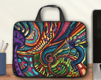 Housse ordinateur Kokopelli, sacoche ordinateur portable ou tablette avec poignées de 10 à 17 pouces, sac en néoprène coloré