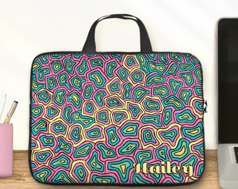 Housse ordinateur motif pastel abstrait, pochette zippée tablette