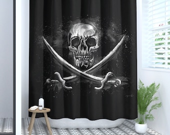 Pirate Skull Shower Curtain: Gothic Bathroom Decor