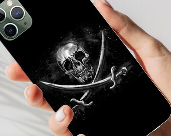 Pirate skull phone case for iPhone, TPU shockproof case for iPhone 11 12 13 14 XR XS Mini Pro Plus Max, useful pirate gifts for men