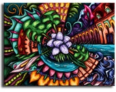 Landscape pop art - Nature and city elements - Traditional digital style art printed on canvas - Limited Edition