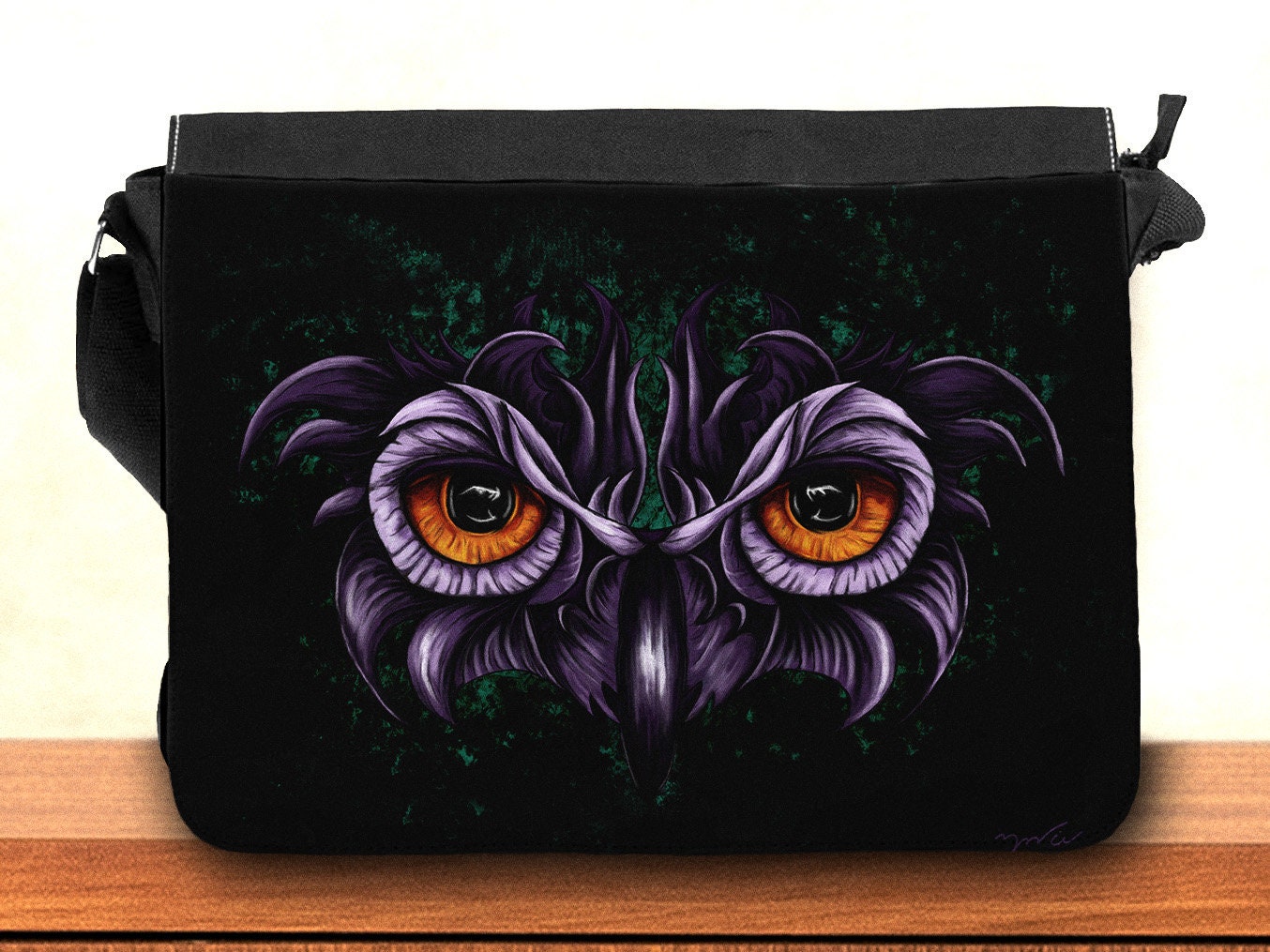 Purple Owl Eyes Crossbody Bag Night Bird Art Printed on Large -  Sweden