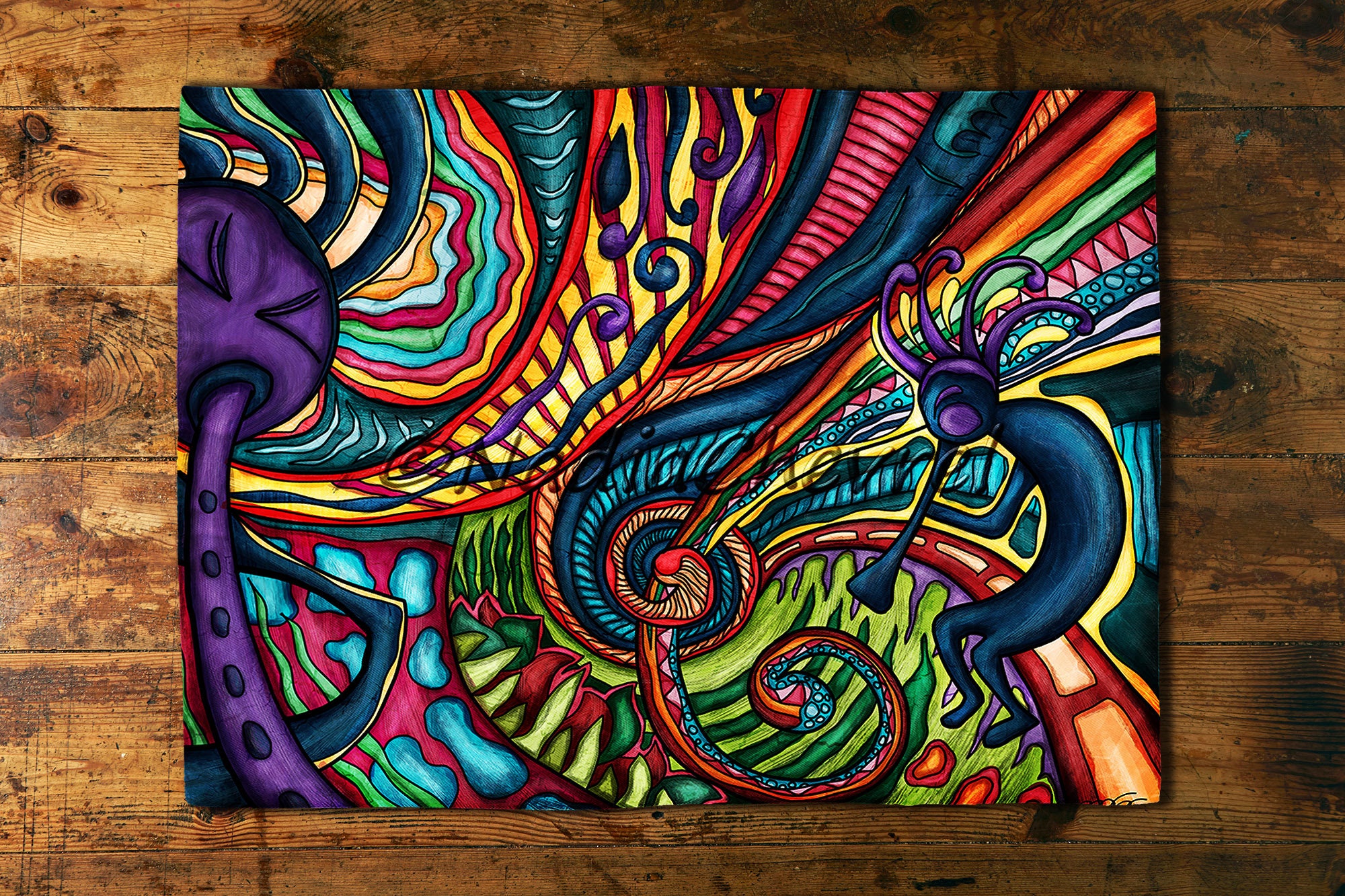 Sets de Table Tissu Kokopelli 1, 2, 4 ou 6, Décoration Colorée Pour Basse Salon, Cadeau Thème Musica