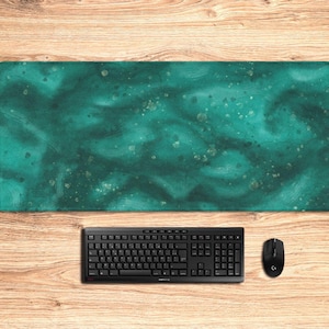 Tappetino per mouse XXL color verde acqua scuro, tappetino per mouse con texture in marmo fluido per la decorazione della scrivania del computer portatile, tappetino artistico per la decorazione del dormitorio degli studenti