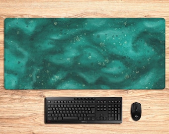 Donkerblauwe muismat XXL, vloeiende muismat met marmerstructuur voor decoratie van laptopbureau, artistieke bureaumat voor inrichting studentenhuis
