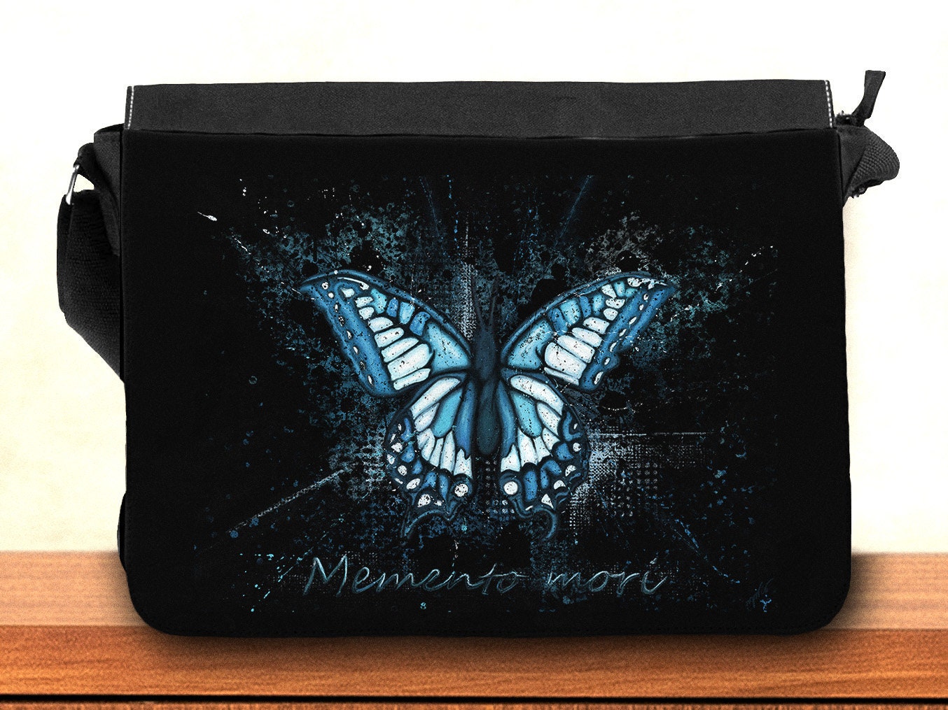 Black Glitter Flap Butterfly Crossbody Chain Bag Purse with Zipper