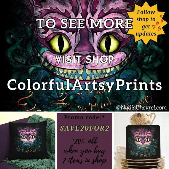 Cheshire Cat Tote Bag With Zipper : Alice in Wonderland Goth