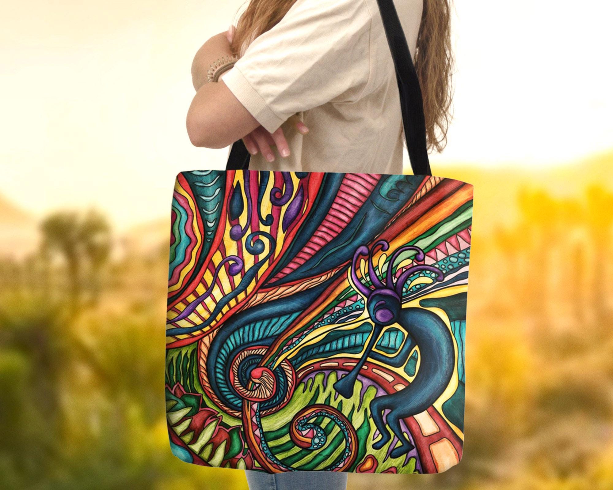 Kokopelli Canvas Tote Bag: Colorful Native American Design - Etsy 