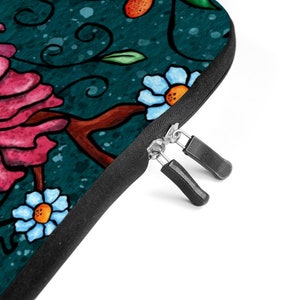 Floral laptop bag, laptop sleeve with handles, women computer case or neoprene tablet pouch from 10 to 17 inch image 4