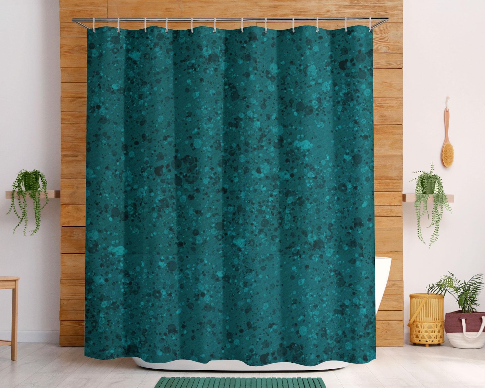 Dark Teal Shower Curtainnull