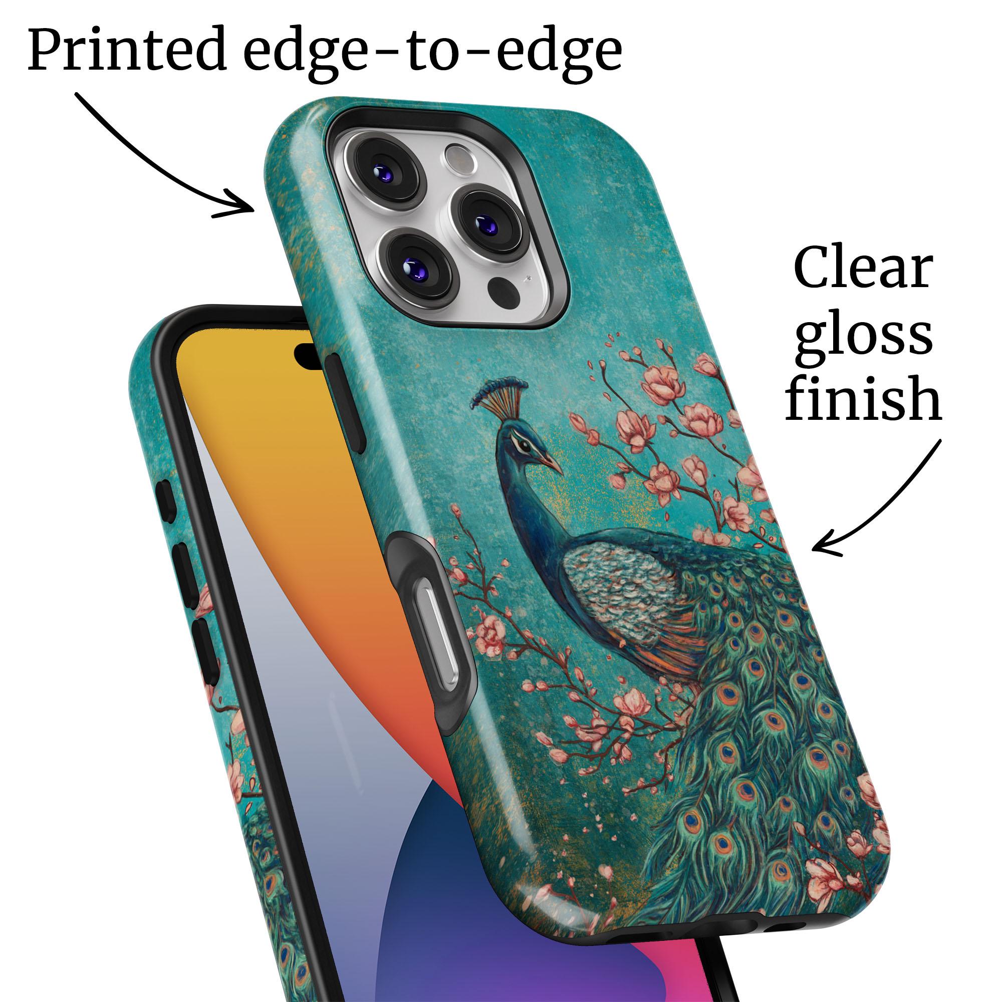 Peacock Phone Case for iPhone 17 to 11, Galaxy S25 to S21 and