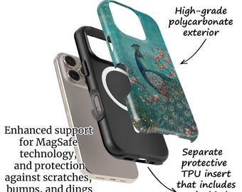 Peacock Phone Case for iPhone 17 to 11, Galaxy S25 to S21 and