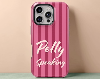 Custom name phone case for iPhone 17 to 11, Galaxy S25 to S21 and Pixel series, Striped tough case, Quirky accessory for funny girl gift