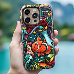 Fish phone case - Magnetic option, tough phone case for iPhone 11 to 16, Galaxy S21 to S25 and Pixel series, tropical sealife lover gift