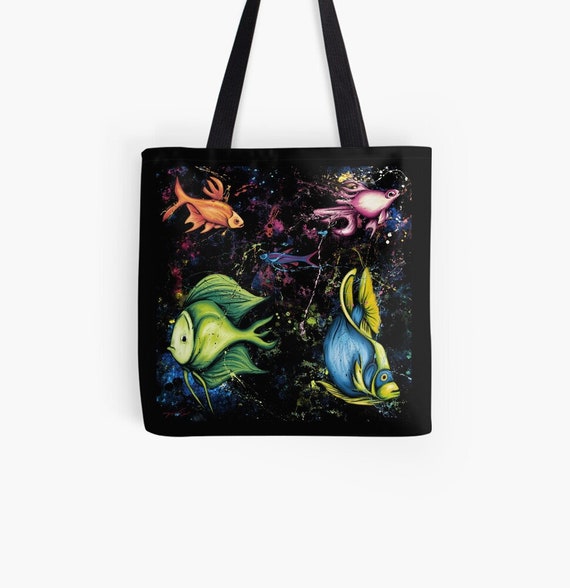 Buy Tote Bag Printed With Tropical Fish Painting, Colorful Animal Art  Fabric Shoulder Bag for Women, Ocean Bag Artsy Gift Idea Online in India 
