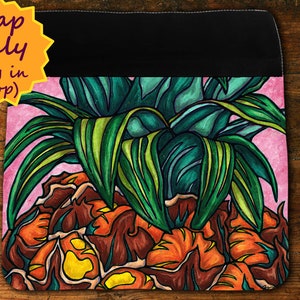 Lebendige Ananas Klappe für Umhängetasche, Klappe für Umhängetasche bedruckt mit tropischem Obst Kunst, Boho Chic Klappe für Sommer Umhängetasche