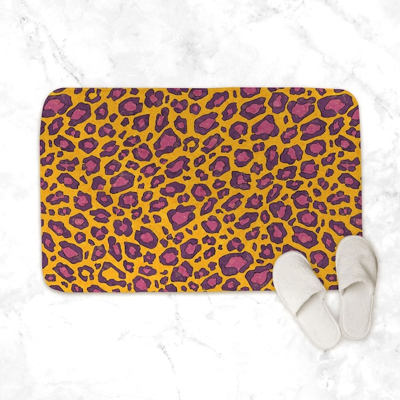 Tapis De Bain Antidérapant EMFSLA 40x60cm - Microfibre Peau De Léopard Absorbant