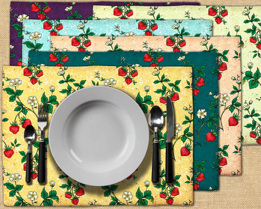 Strawberries Placemats Set of 6 Matching Decorative Fabric Etsy
