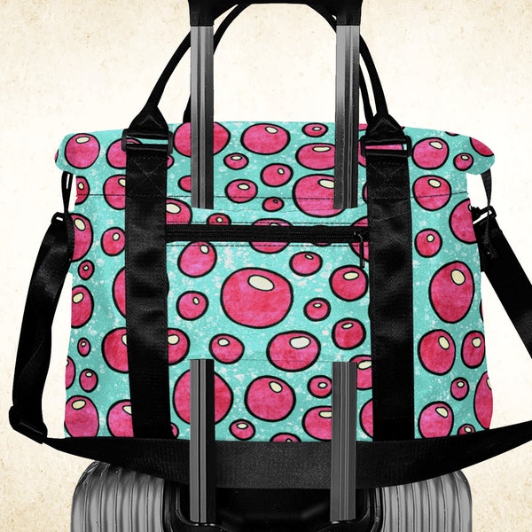 Sac de voyage motif bulles de chewing-gum, bagage à main avec pochette valise, sac week-end au motif coloré pour adolescente ou fillette