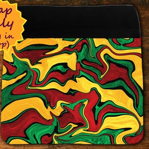 Bunte Rasta Klappe für Umhängetasche, Zusätzliche Klappe mit abstrakten Reggae Farben Muster, Klappe für Unisex Stoff Messenger Tasche