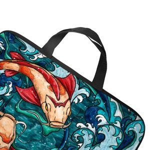 Sac ordinateur carpes koi, sacoche ordinateur de 10 à 17 pouces avec poignées, pochette poissons japonais pour idée cadeau utile homme image 3