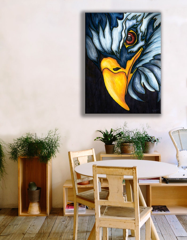 digital painting printed on canvas Bald eagle painting