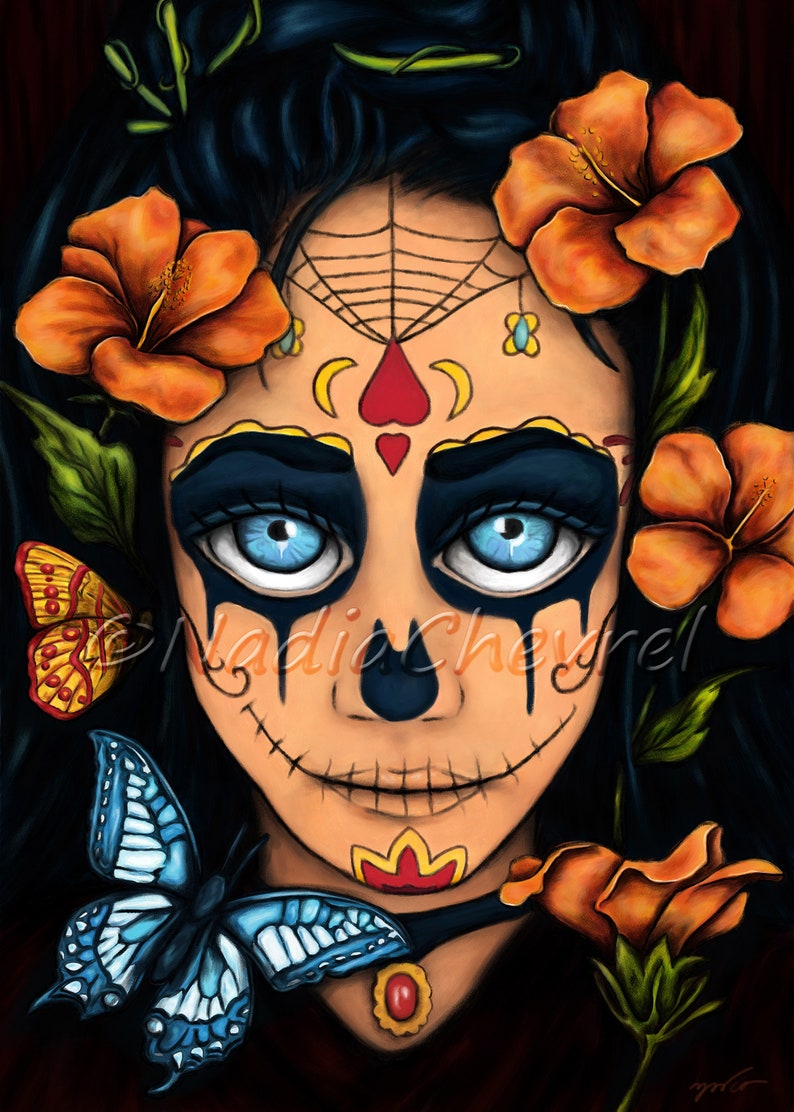 Santa Muerte Art Painting on Canvas Mexican Wall Art Print Etsy